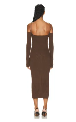 Jacquemus La Robe Sierra Midi Dress Brown Size AU 6 for rent on The Volte - image 3