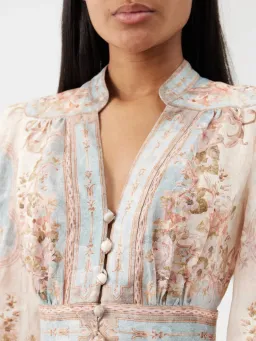Zimmermann August Plunge Midi Dress Sky Blue Floral Size 1 / AU 10 for rent on The Volte - image 2