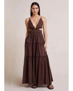 Bec & Bridge Carla V Maxi Dress in Chocolate Brown Size AU 6 for rent on The Volte - image 1