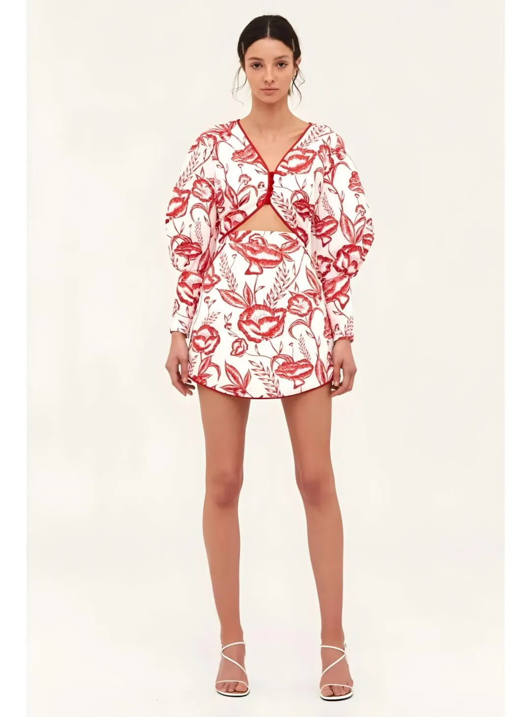C/MEO Collective White Lie LS Dress Red/White Size AU 6 for rent on The Volte - main image