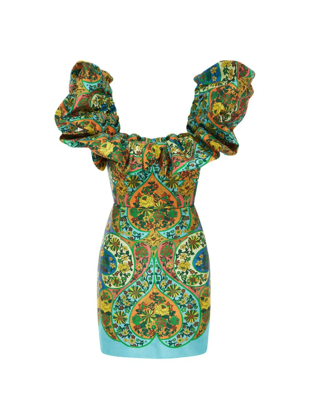Alemais Sofie Off Shoulder Mini Dress in Multi Size AU 10 for rent on The Volte - main image