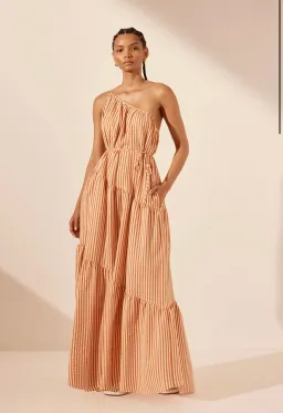 Shona Joy Hele One Shoulder Tiered Maxi Dress Coconut/Tangerine Size AU 6 for rent on The Volte - image 7