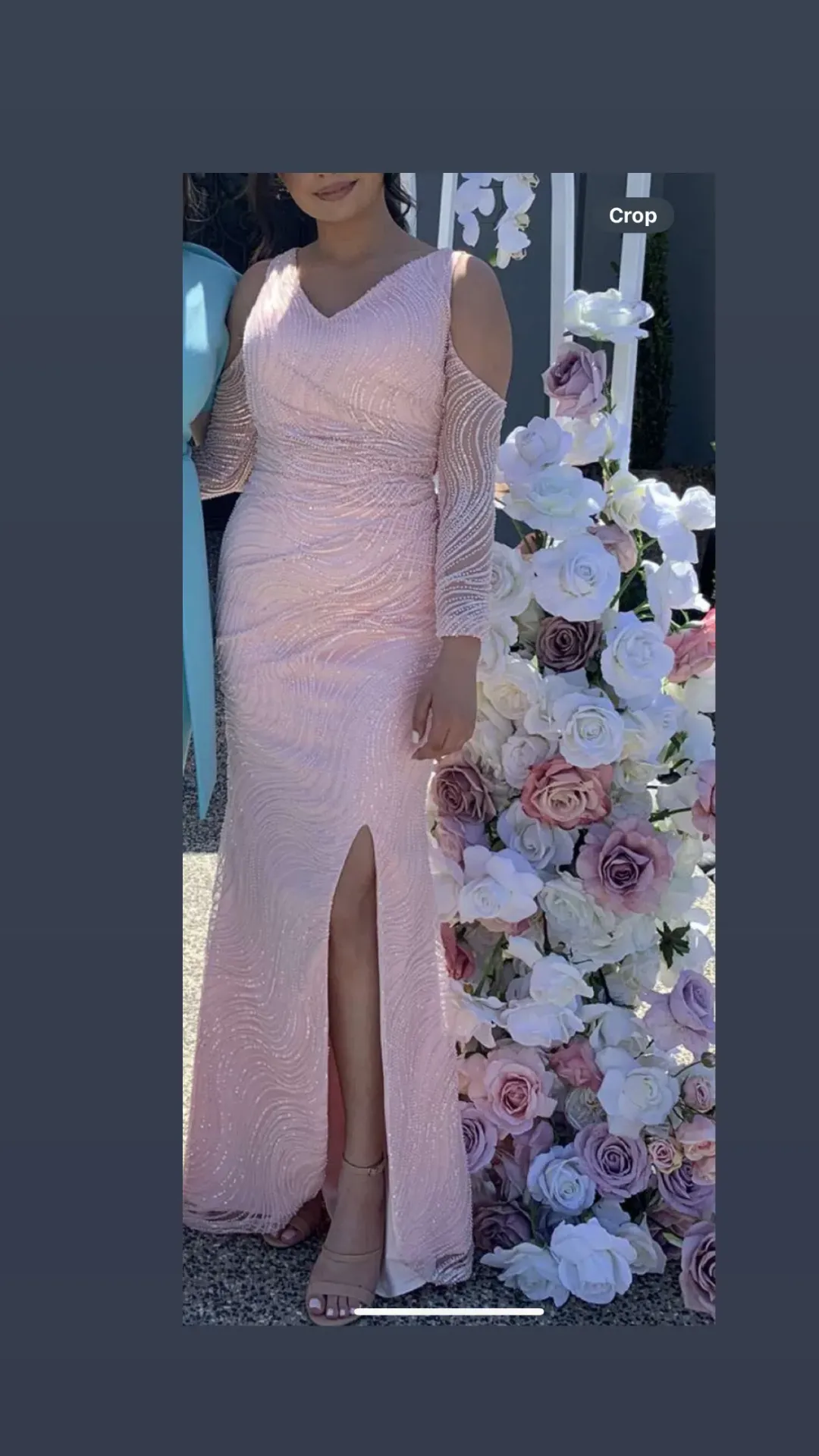 Hanni Couture Pink Beaded Dress Size 6 for rent on The Volte - main image