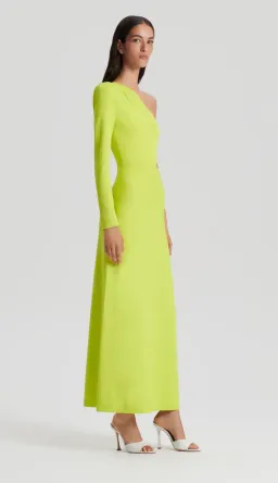 Scanlan Theodore Crepe Knit One Shoulder Gown Neon Size S/AU 8 for rent on The Volte - image 2