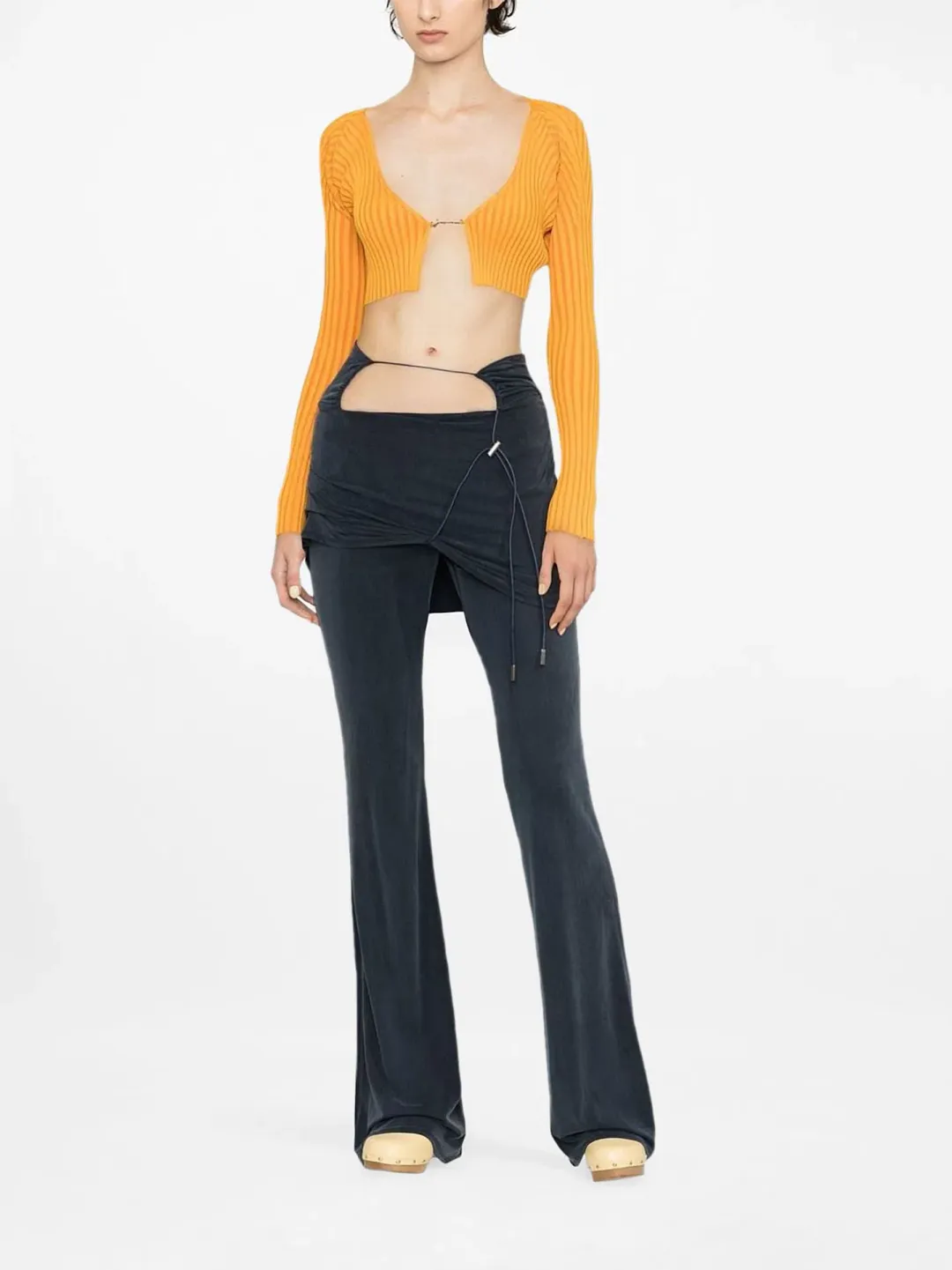 Jacquemus Logo Embelished Cropped Cardigan in Orange Size XS / AU 6 for rent on The Volte - main image