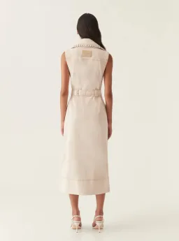 Aje Lorah Denim Midi Dress Sand Size 10  for rent on The Volte - image 3