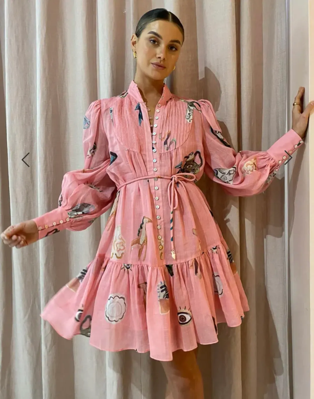 Alemais Cleo Smock Mini Dress Pink Size 14 for rent on The Volte - main image