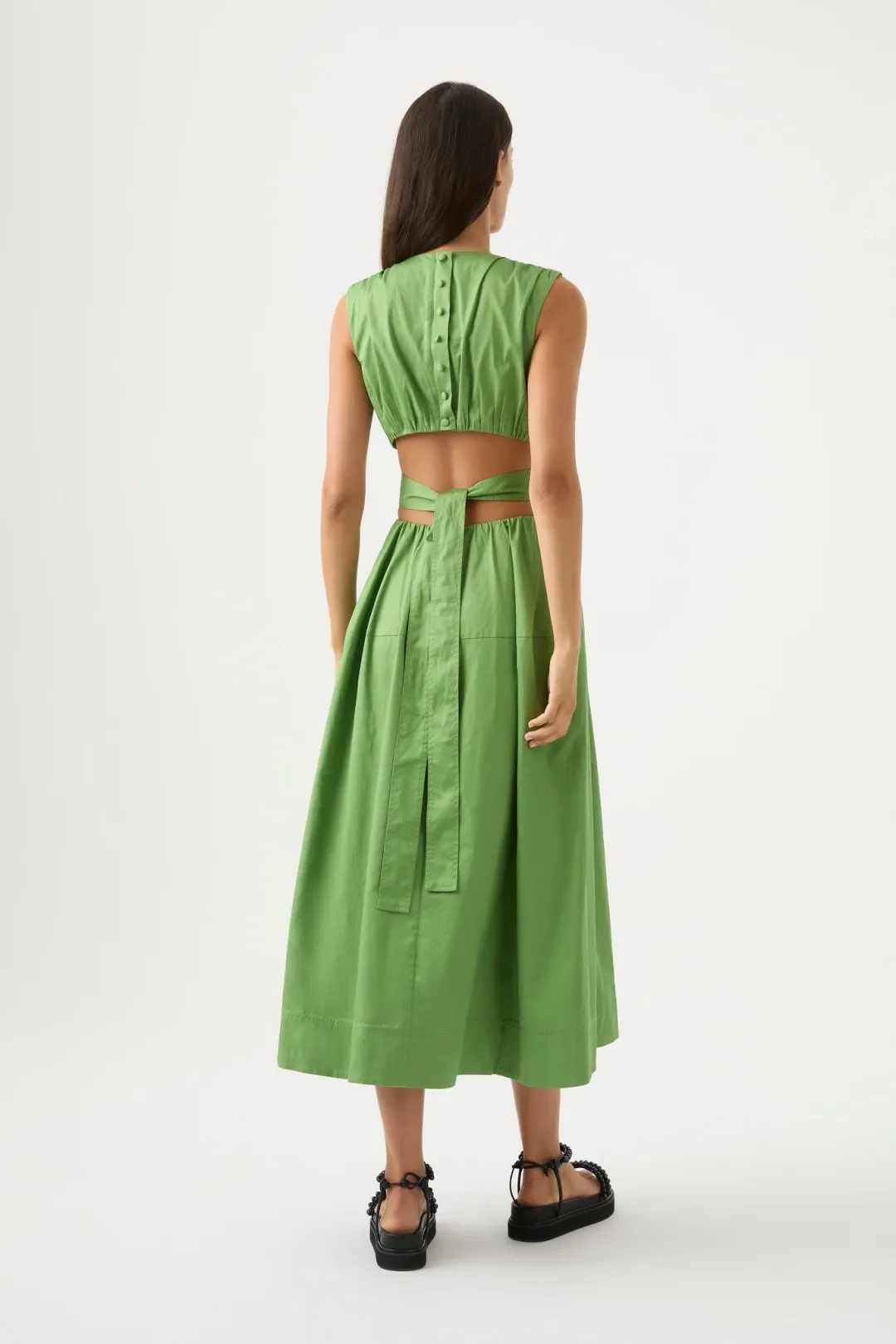 Aje Zorina Tie Midi Dress Green Size 14 for rent on The Volte - main image