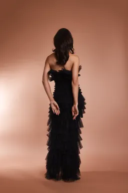 From A Friend Odette Tulle Ruffle Maxi Dress Black Size XS/S / AU 6/8 for rent on The Volte - image 3