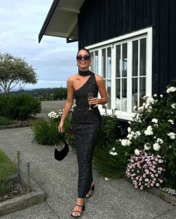 Asta Resort Jennifer Dress Charcoal Sequin Size XS/Au 6 for rent on The Volte - image 1