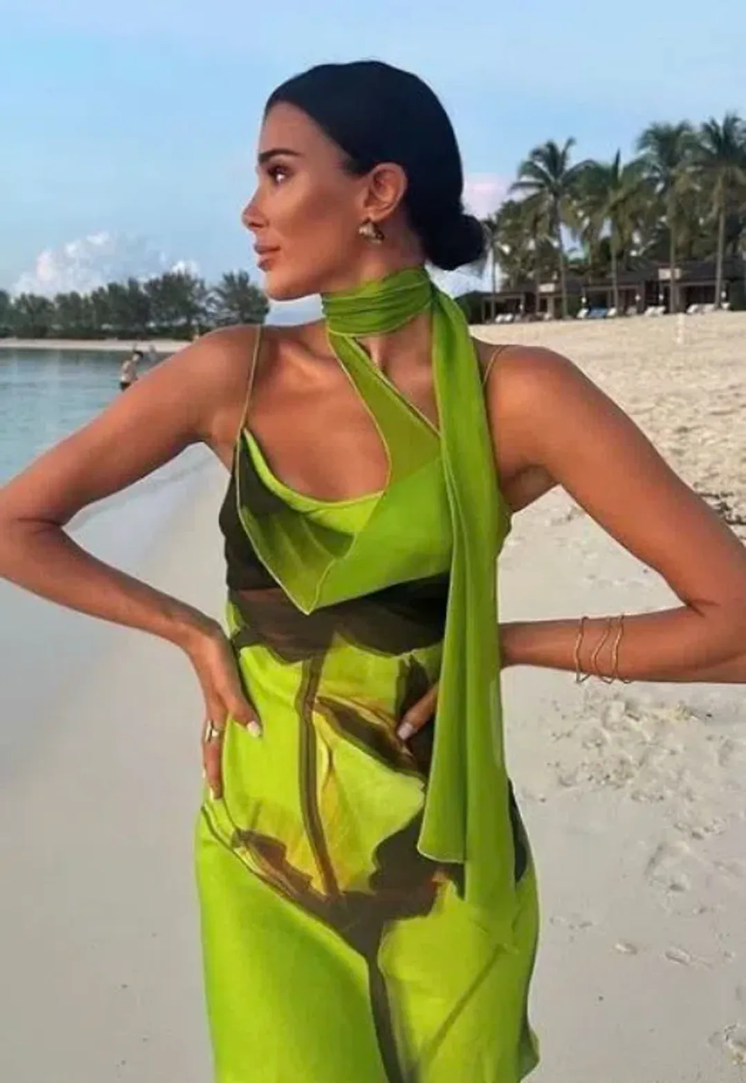 Rat and Boa Orisha Mini Dress Green Print Size XS/AU 6 for rent on The Volte - main image