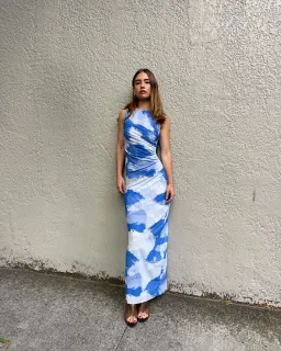 Scanlan Theodore Italian Cloud Print Dress Blue  Size 6 for rent on The Volte - image 1