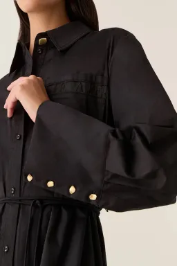 Aje Reframe Logo Shirt Midi Dress Black Size 12 for rent on The Volte - image 2