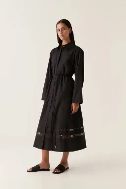 Aje Reframe Logo Shirt Midi Dress Black Size 12 for rent on The Volte - image 1