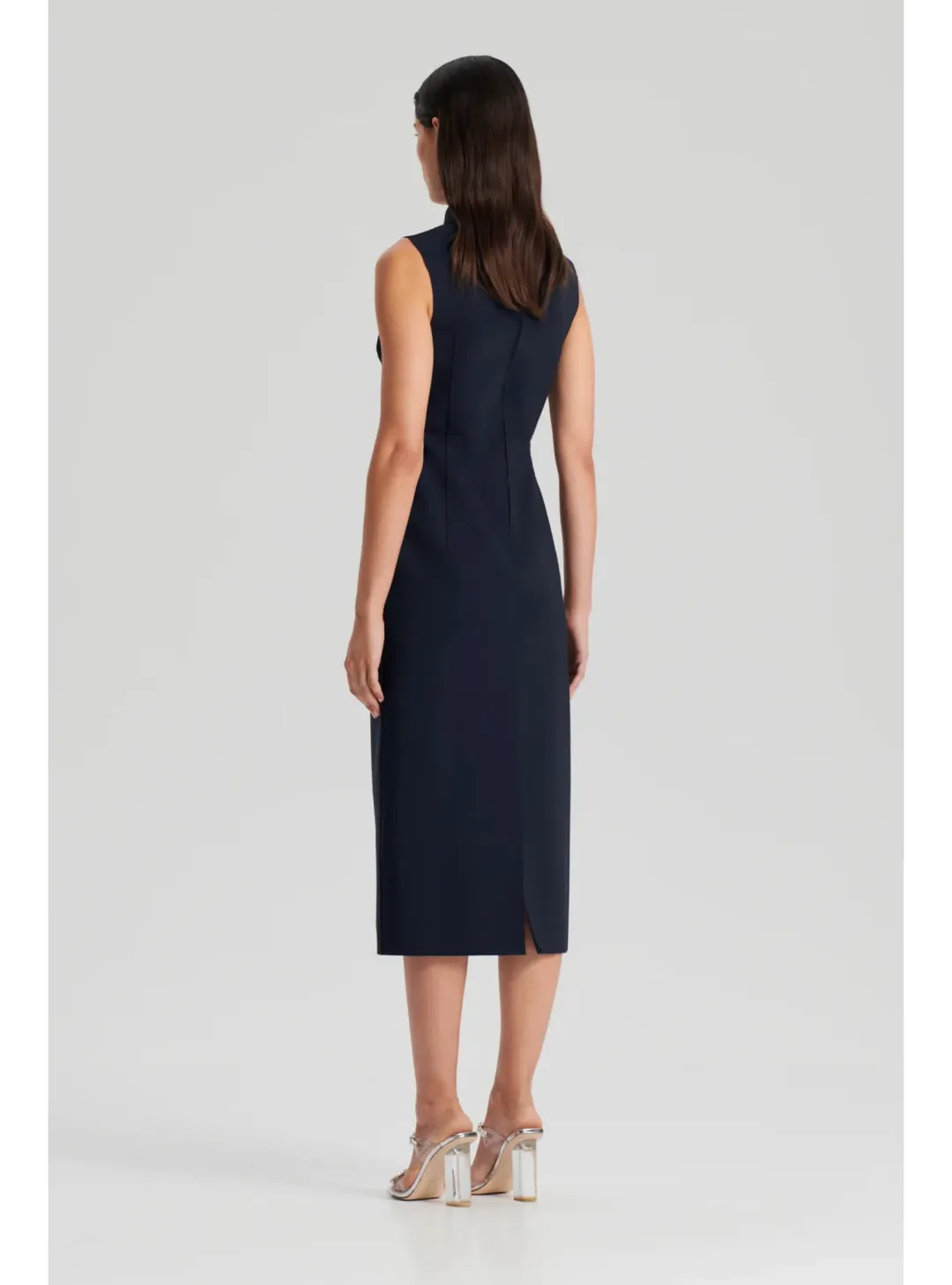 Scanlan Theodore Scuba Pencil Dress Navy Size AU 6 for rent on The Volte - main image