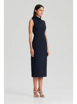 Scanlan Theodore Scuba Pencil Dress Navy Size AU 6 for rent on The Volte - image 2