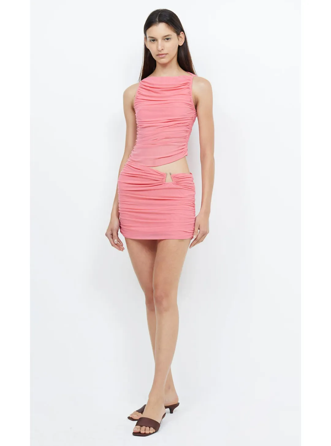 Bec & Bridge Iona Boatneck Mini Dress Grapefruit Pink Size AU 8 for rent on The Volte - main image