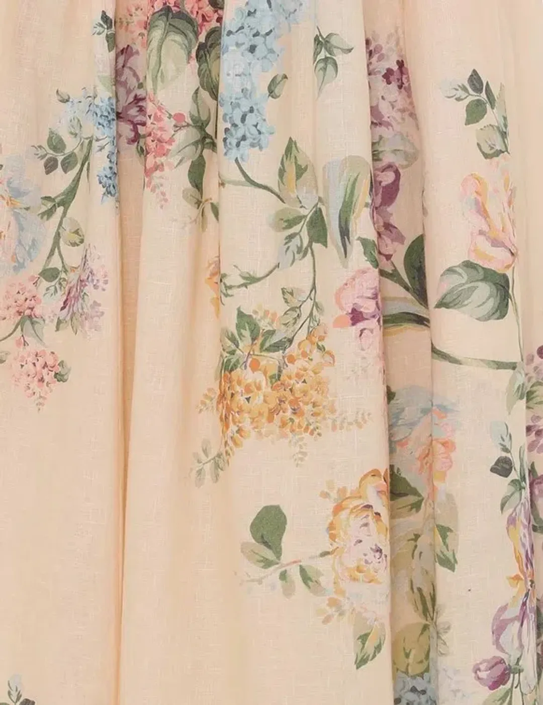 Zimmermann Halliday Scallop Midi Dress in Cream Watercolour Floral Size 10 for rent on The Volte - main image