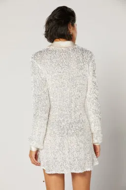 Winona Arissa Wrap Shirt Dress White Sequin Size 12 for rent on The Volte - image 3