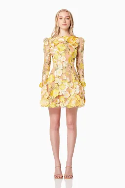 Elliatt Goldenvoice 3D Floral Mini Dress in Yellow Size 10 for rent on The Volte - image 1