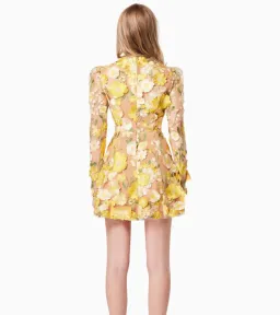 Elliatt Goldenvoice 3D Floral Mini Dress in Yellow Size 10 for rent on The Volte - image 3