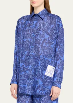 Zimmermann Ottie Relaxed Shirt Size 0P/ AU 6 and Pant Size 1/ AU 10 Set Blue Paisley  for rent on The Volte - image 2
