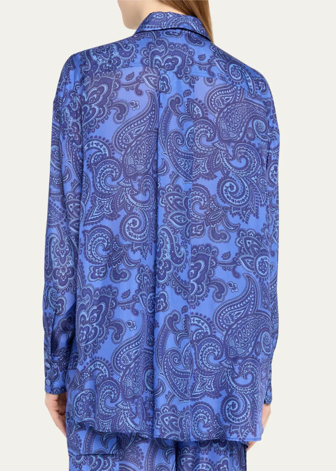 Zimmermann Ottie Relaxed Shirt Size 0P/ AU 6 and Pant Size 1/ AU 10 Set Blue Paisley  for rent on The Volte - main image
