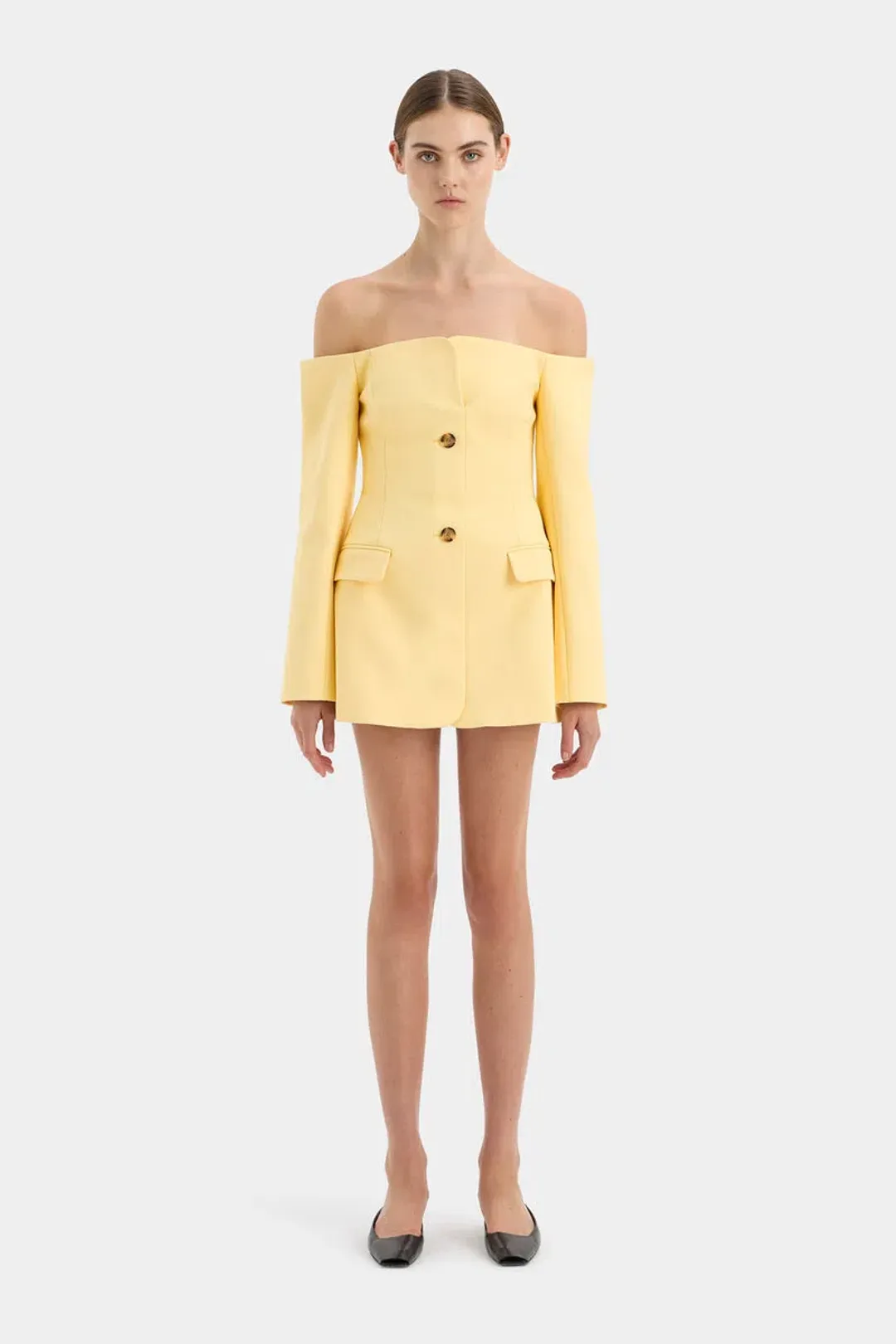 Sir the Label Sandrine Tailored Mini Dress in Limone Size 8 for rent on The Volte - main image