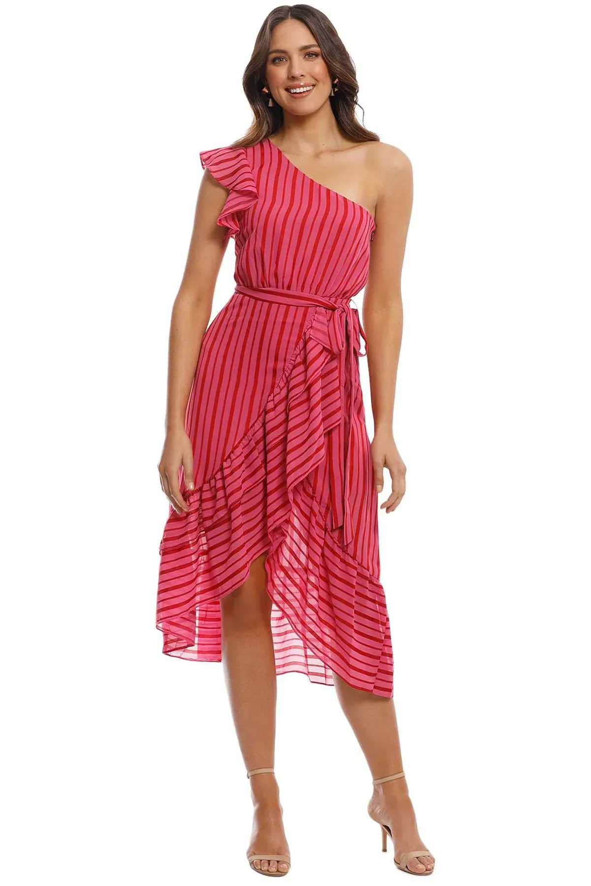 Talulah Candy Flounce Midi Dress Pink Size 8 for rent on The Volte - main image