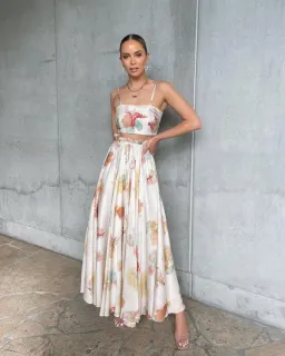 ROOH Collective ‘La Mer’ Summer Crop and Summer Maxi Skirt Print Size M/ AU 10 for rent on The Volte - image 1
