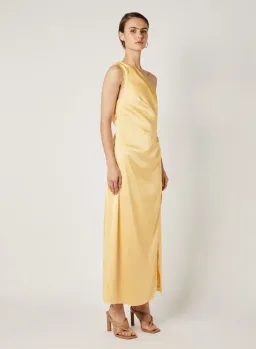 Esmaee Ariel Drawstring Midi Dress Yellow Lemon Size 8 for rent on The Volte - image 2