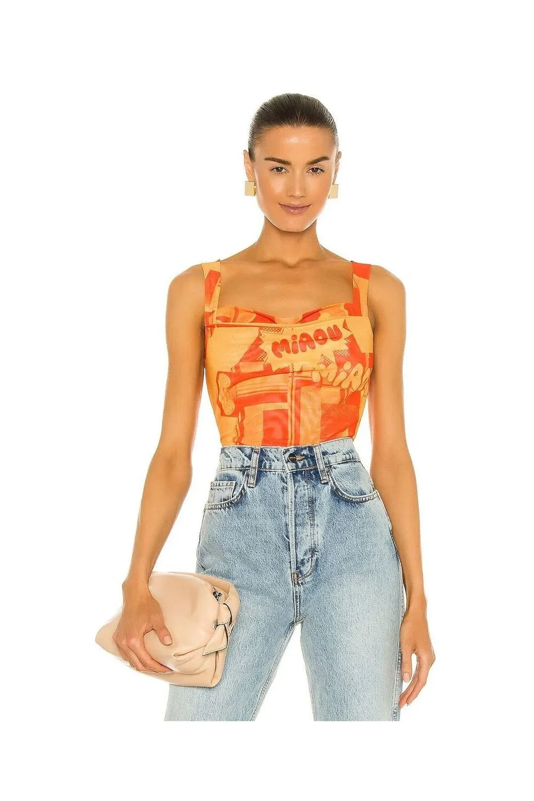 Miaou Imogen Corset Stone Orange Print Size S/ AU 10 for rent on The Volte - main image
