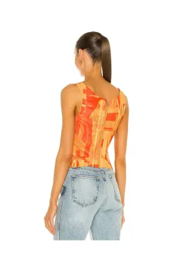 Miaou Imogen Corset Stone Orange Print Size S/ AU 10 for rent on The Volte - image 3