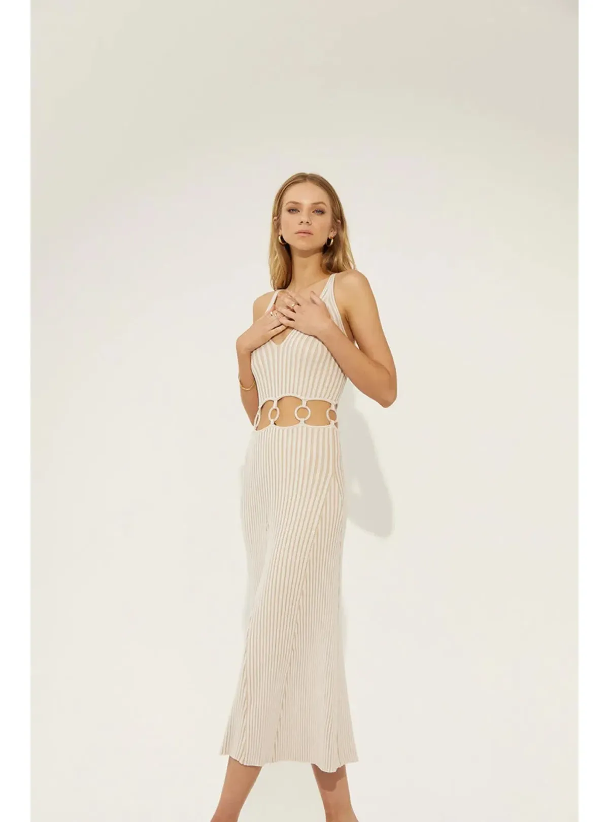 Sovere Emerge Knit Midi Dress in Cream Size XS / AU 6 for rent on The Volte - main image