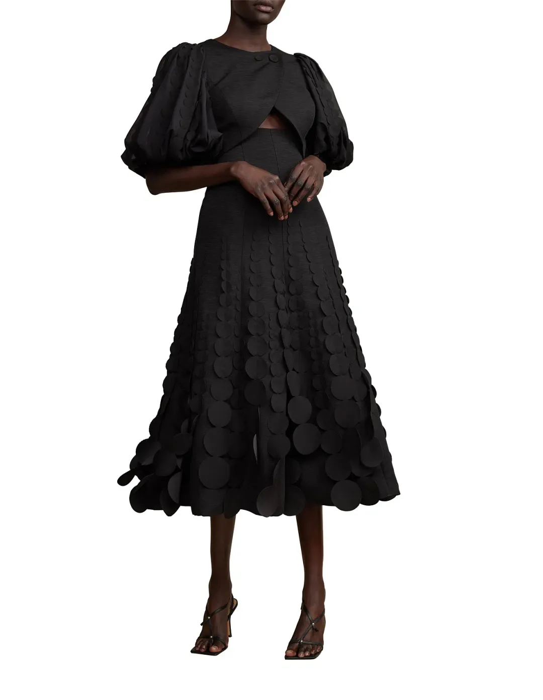 Acler Thurston Short Sleeve Midi Dress Black Size 8 for rent on The Volte - main image