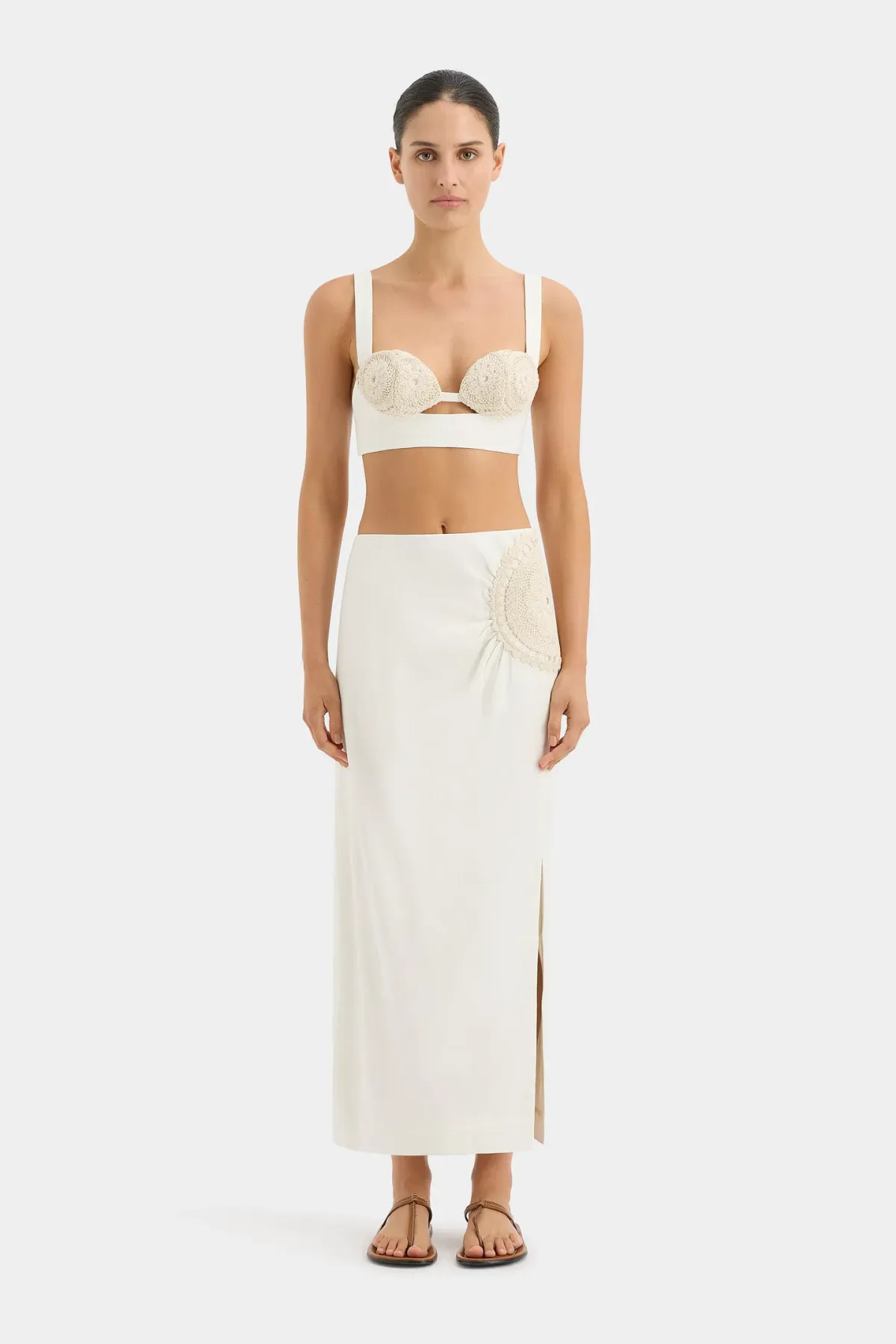 Sir The Label Atacama Bralette Size 2 & Midi Skirt Size 1 Set Natural for rent on The Volte - main image