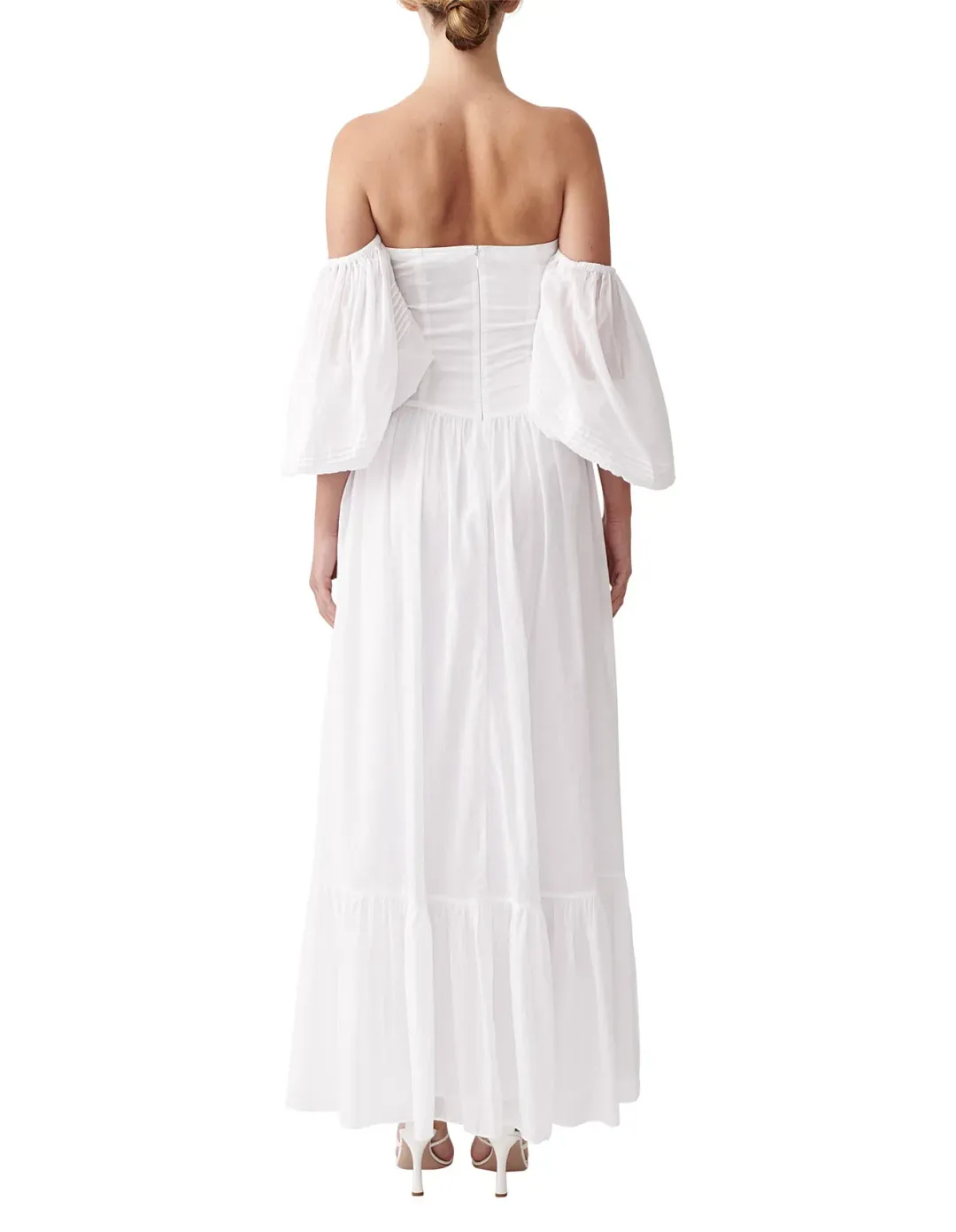 Joslin Anastacia Off Shoulder Strapless Cotton Maxi Dress White Size 8 for rent on The Volte - main image