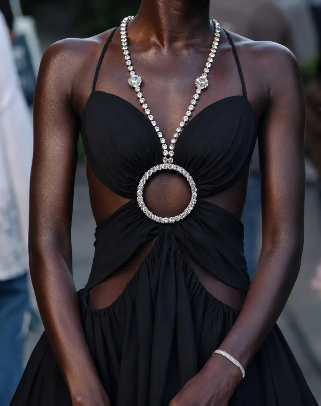 Area NYC Gathered Butterfly Poplin Mini Dress Black Size 2 / AU 8 for rent on The Volte - main image