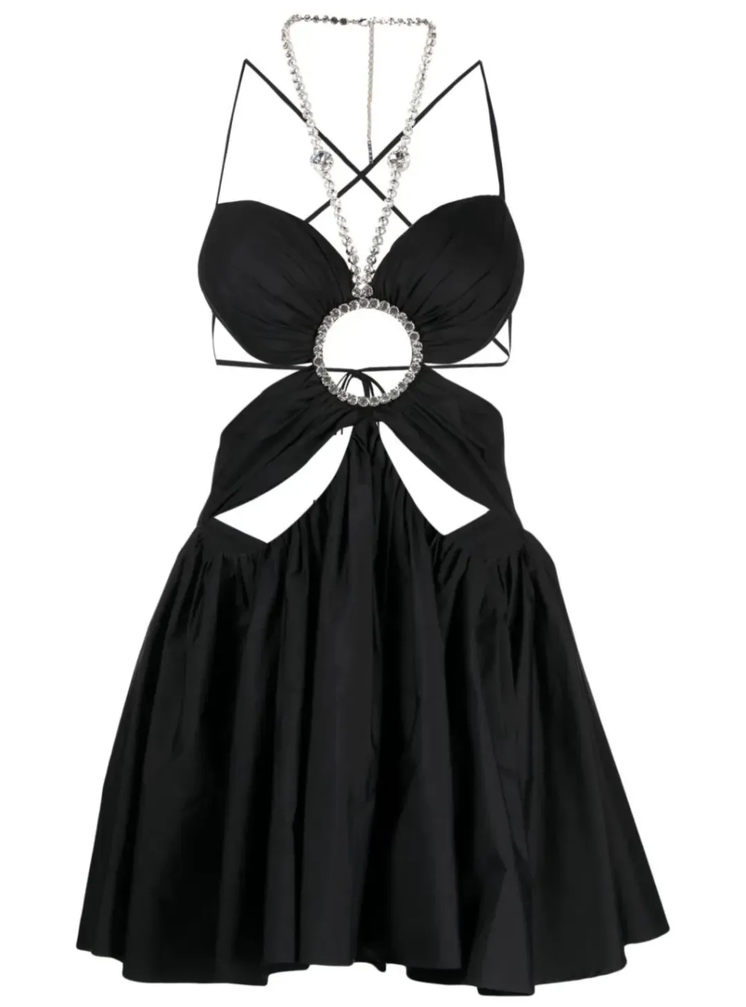 Area NYC Gathered Butterfly Poplin Mini Dress Black Size 2 / AU 8 for rent on The Volte - main image