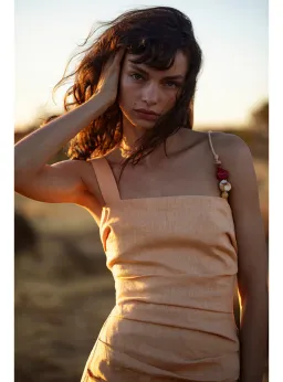 Sir the Label Antonia Beaded Midi Light Tan Size AU 14 for rent on The Volte - image 4