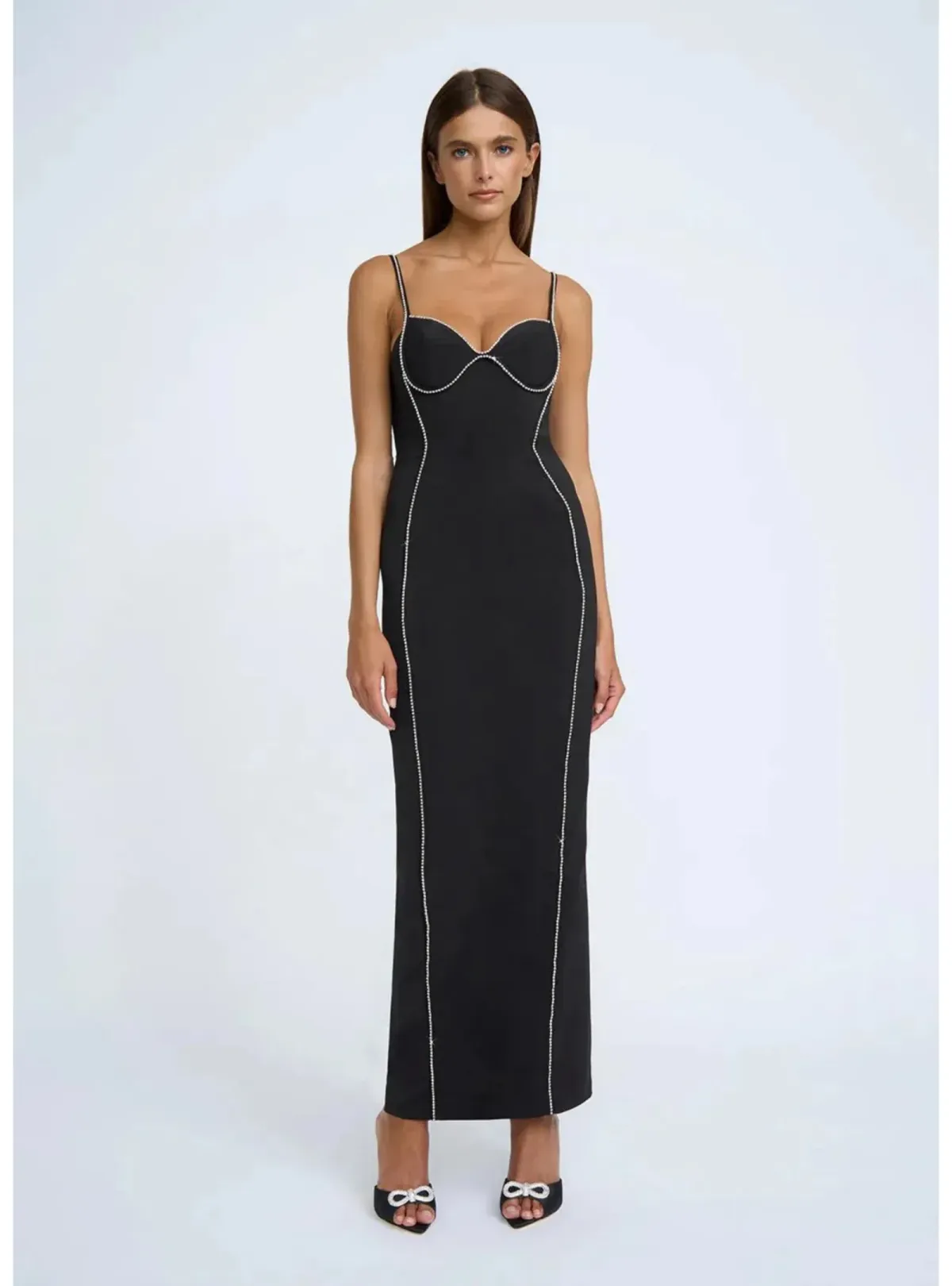 By Johnny Femmina Diamond Pipe Midi Dress Black Size AU 12 for rent on The Volte - main image