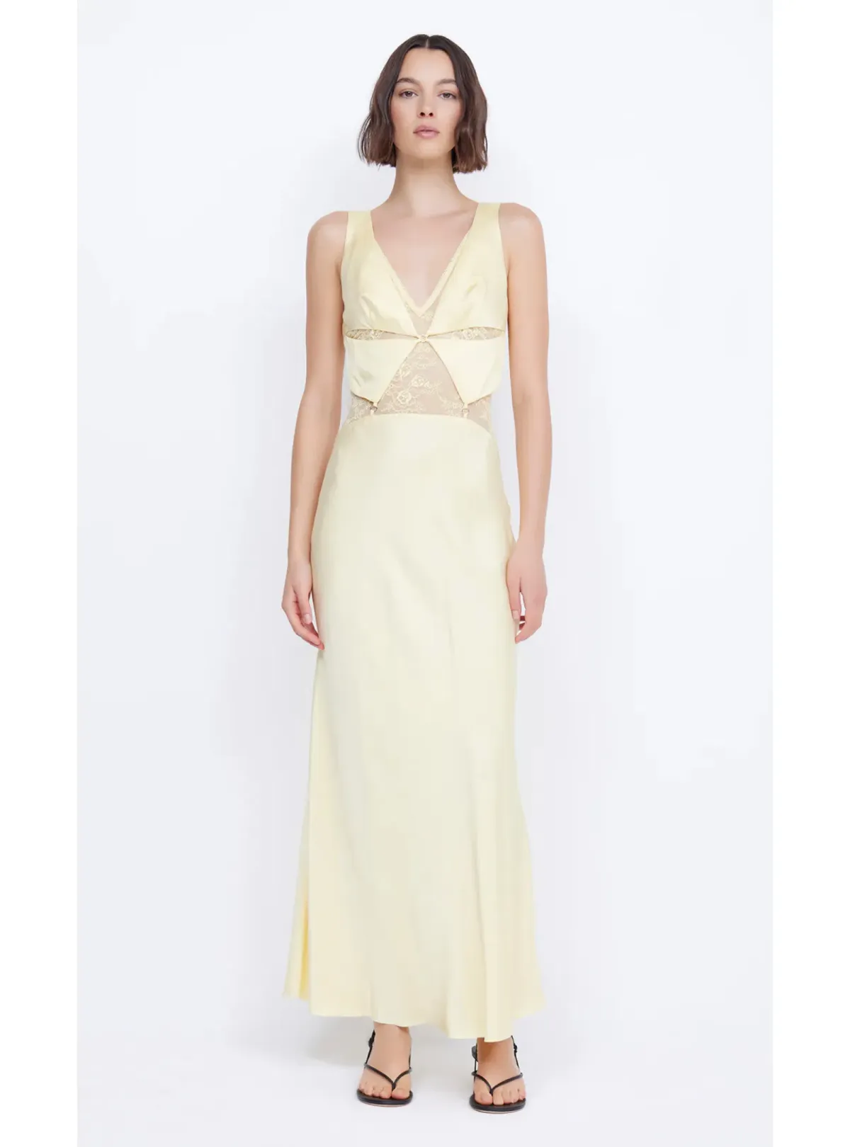 Bec & Bridge Juliette V Neck Maxi Dress Butter Yellow Size AU 8 for rent on The Volte - main image