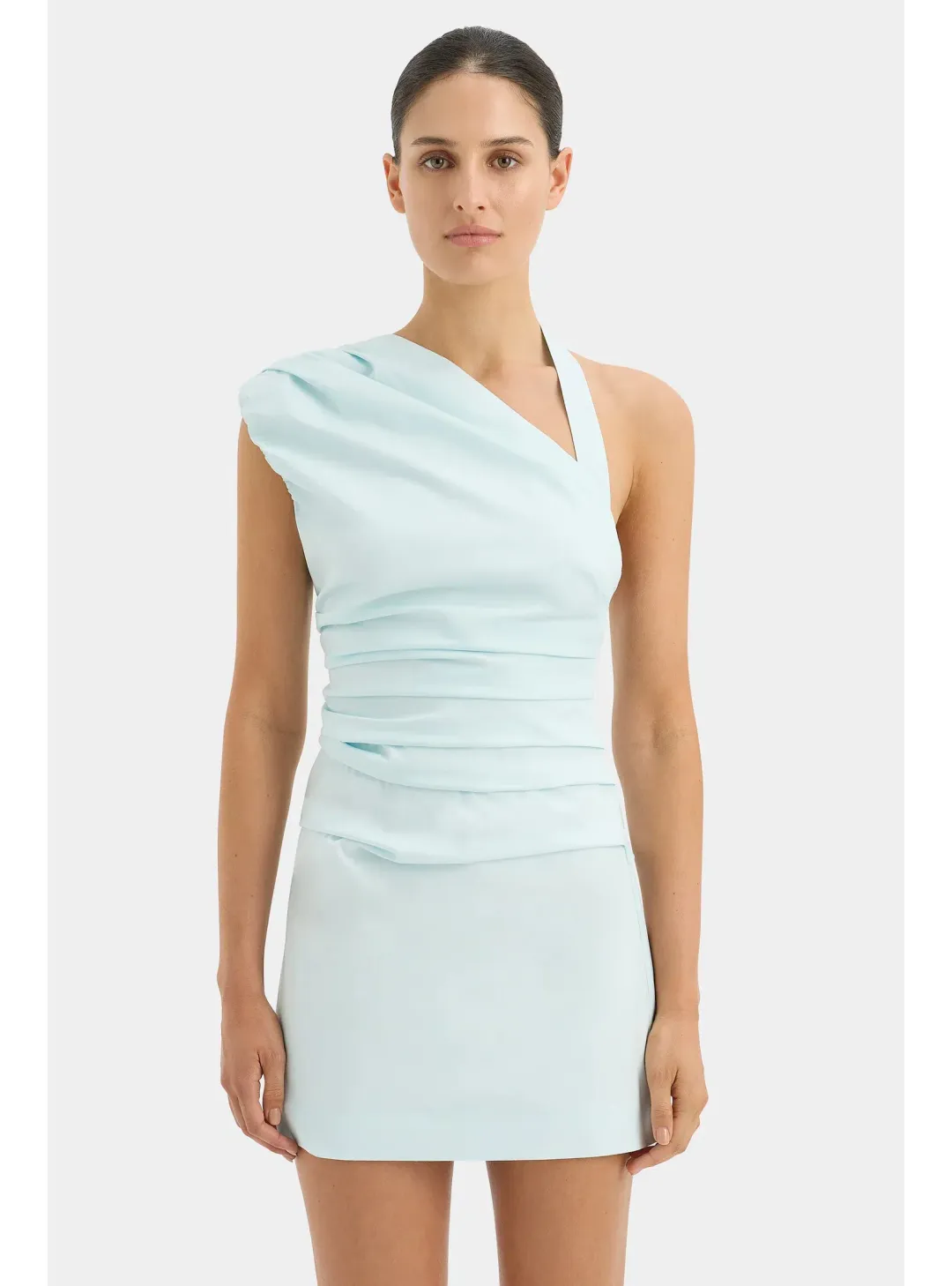Sir The Label Azul Gathered Mini Dress Ice Blue Size 2 / AU 10 for rent on The Volte - main image
