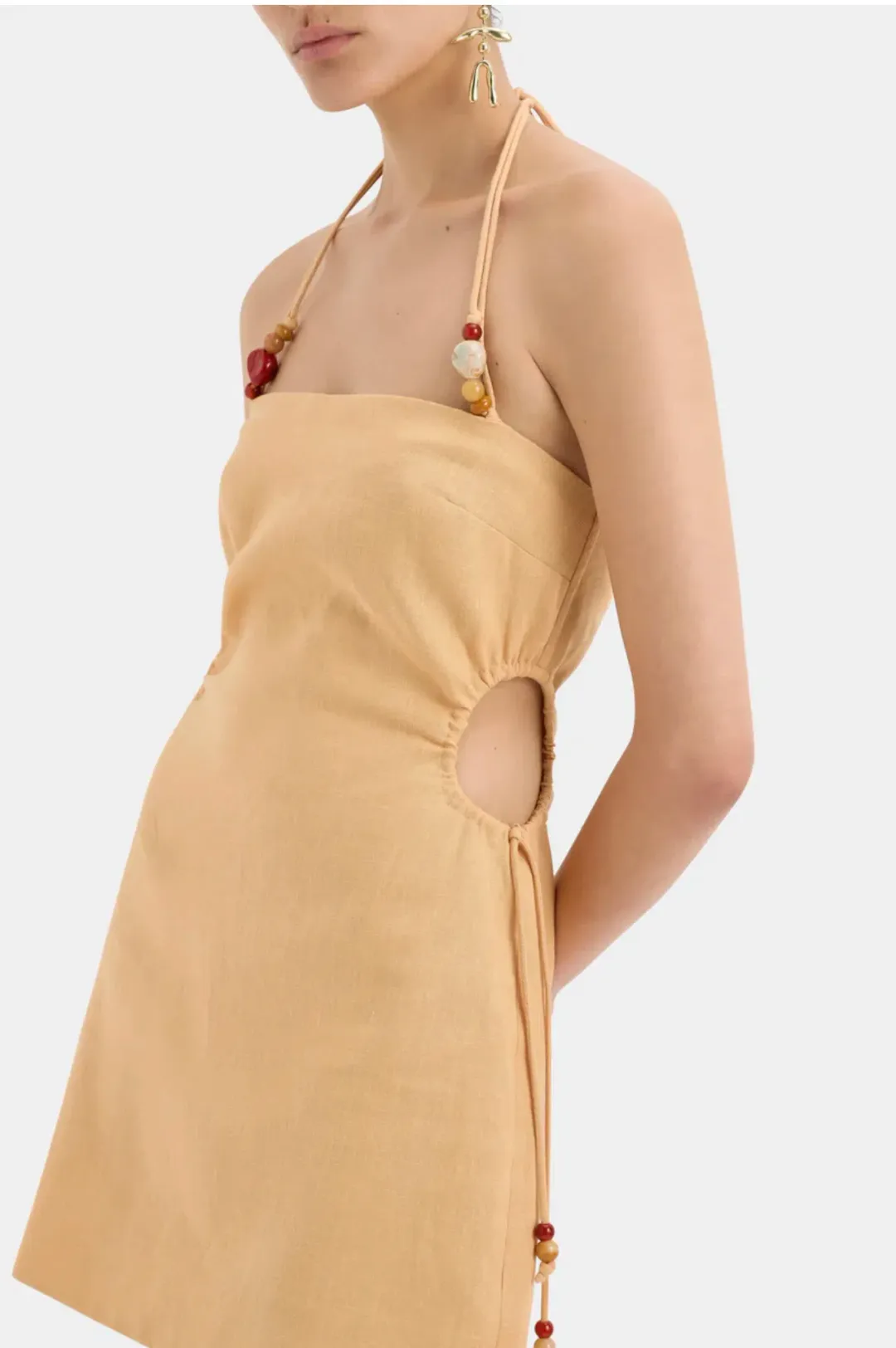 Sir the Label Antonia Beaded Mini Dress Light Tan Size 0 / AU 6 for rent on The Volte - main image