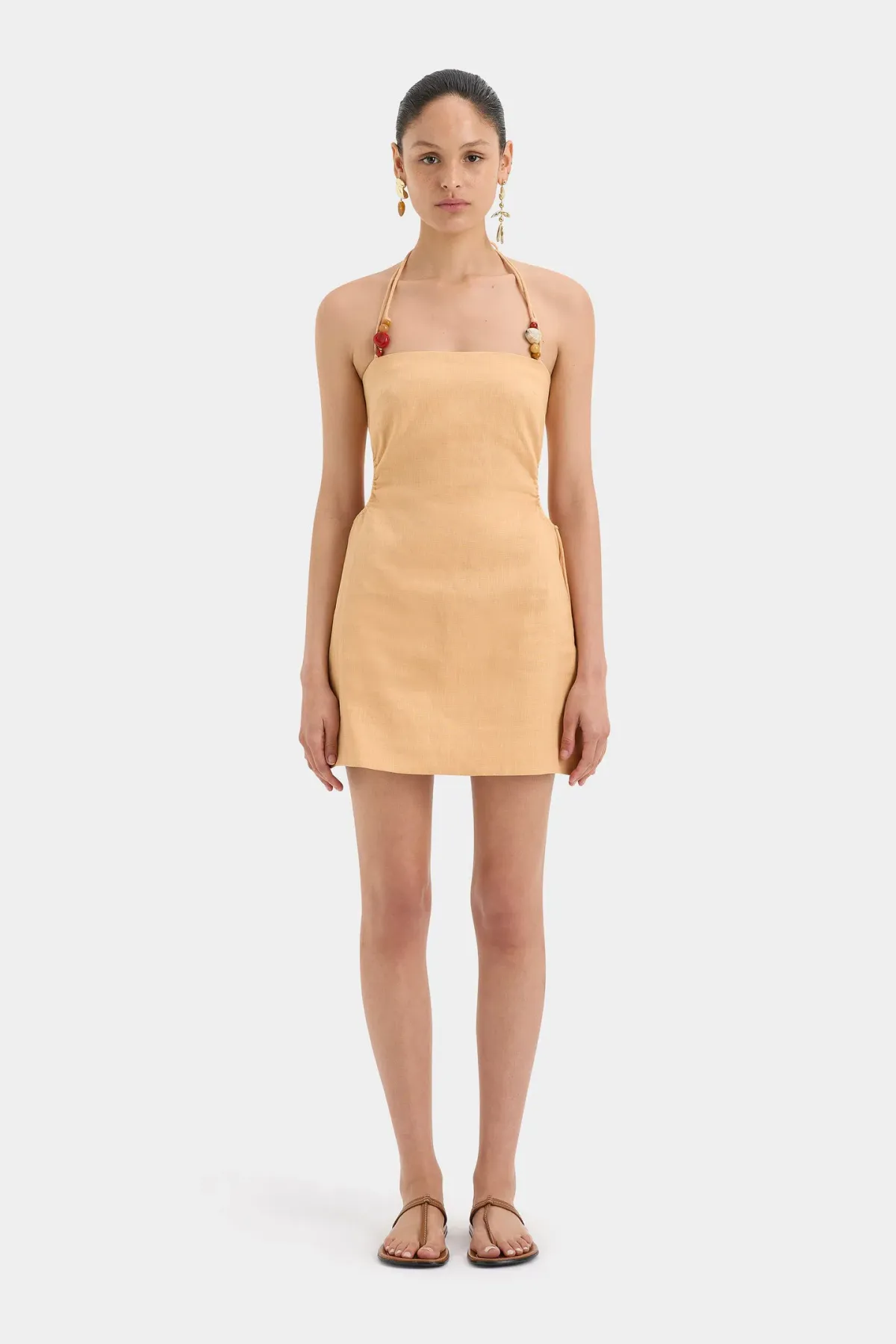 Sir the Label Antonia Beaded Mini Dress Light Tan Size 0 / AU 6 for rent on The Volte - main image