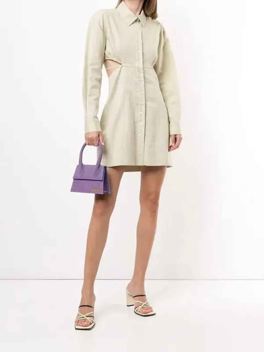 Jacquemus La Robe Cavaou Courte Shirt Mini Dress Beige Size 40 / AU 10 for rent on The Volte - main image