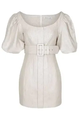 Shona Joy Hamilton Off The Shoulder Fitted Mini Dress Natural Stone Size 10 for rent on The Volte - image 4