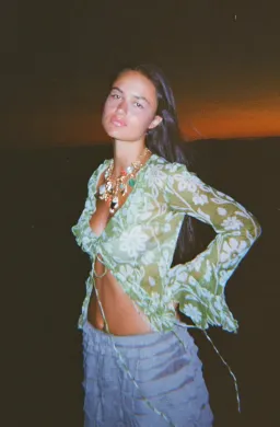 Ranaco Atelier Front Tie Blouse Moss Green One Size for rent on The Volte - image 3