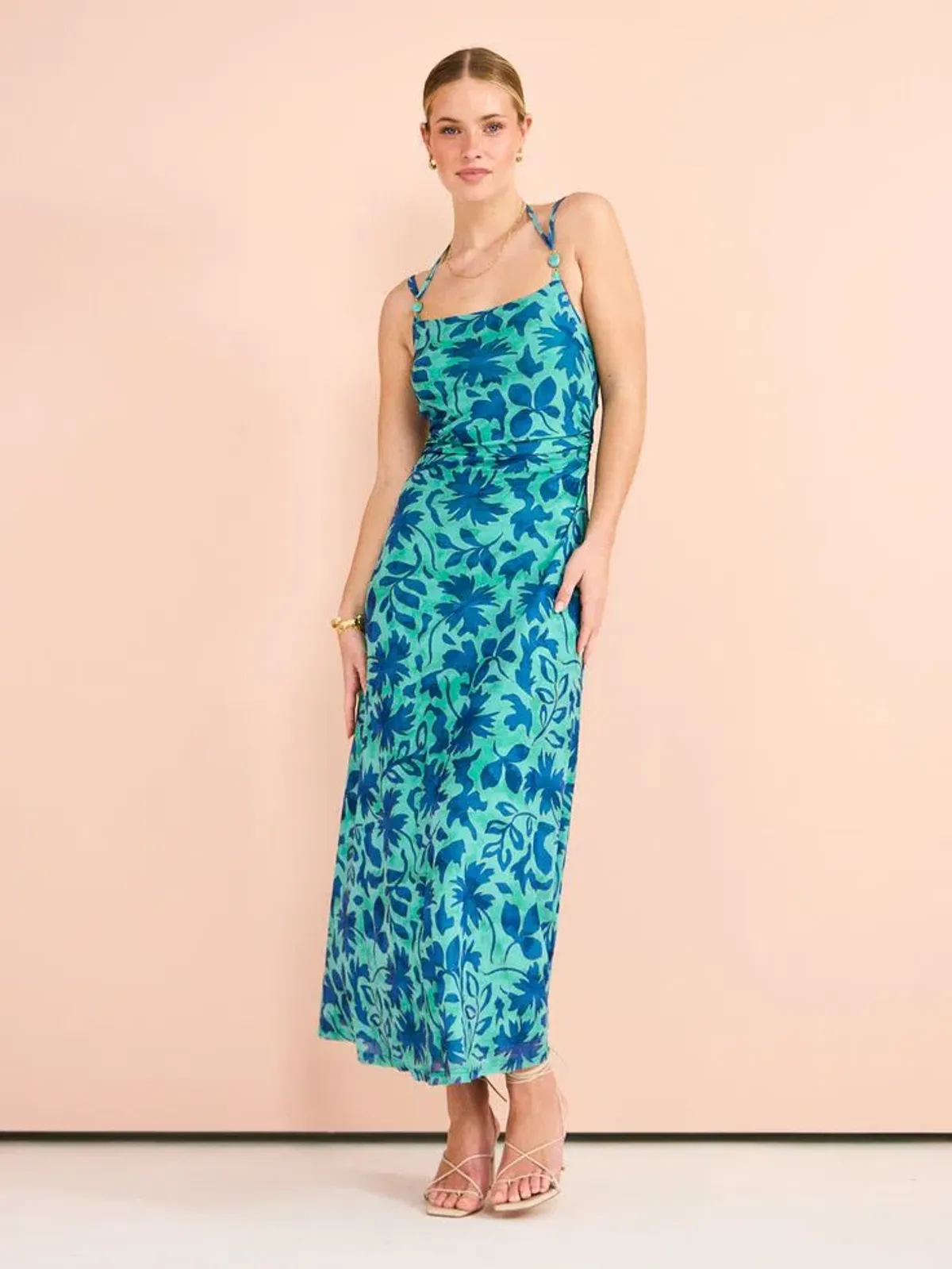 Hansen And Gretel Odessa Dress In Aqua Leaf Size L/AU 12 for rent on The Volte - main image