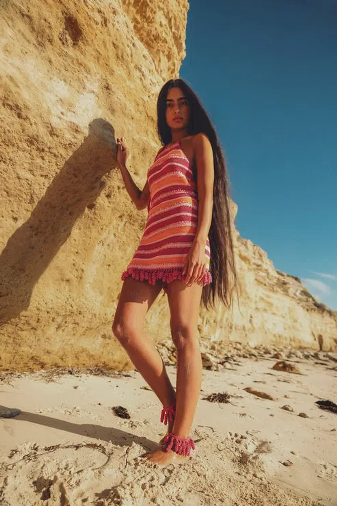 The Wolf Gang Kokomo Crochet Dress Fucshia Multi Size XS/ AU 6 for rent on The Volte - main image
